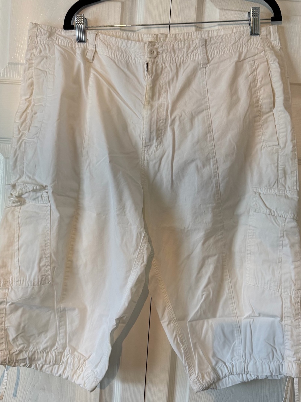 Calvin Klein White Cargo Shorts with Utility Pockets